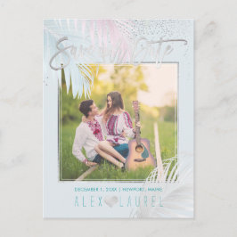 PixDezines日付/手のひら/プラチナ+アクアを保存 案内ポストカード