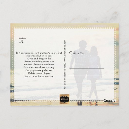 PixDezines日付/手書きスクリプクールトの保存 ポストカード (裏面)