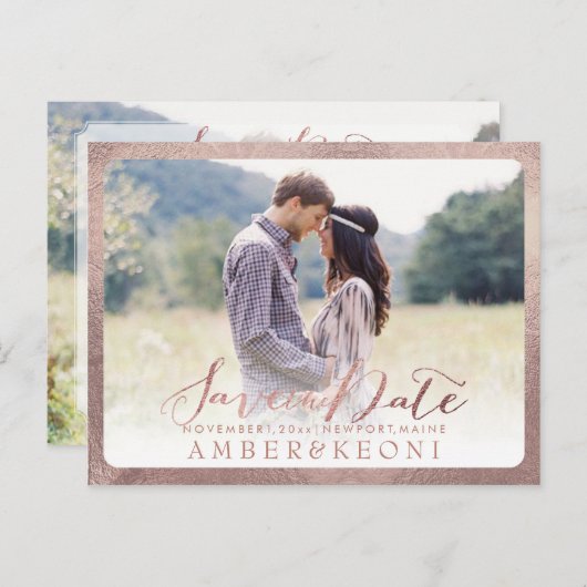 PixDezines日付/手書きスクリプトの保存 案内ポストカード (正面/裏面)