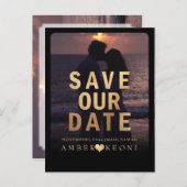 PixDezines日付/金ゴールドの保フェイク存 案内ポストカード (正面/裏面)