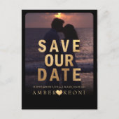 PixDezines日付/金ゴールドの保フェイク存 案内ポストカード (正面)