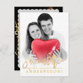 PixDezines日付/金ゴールドスクリプトスタイリッシュを保存フェイクする 案内ポストカード (正面/裏面)