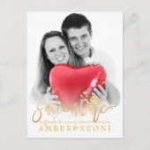 PixDezines日付/金ゴールドスクリプトスタイリッシュを保存フェイクする 案内ポストカード (正面)