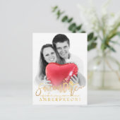 PixDezines日付/金ゴールドスクリプトスタイリッシュを保存フェイクする 案内ポストカード (スタンド正面)