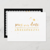 PixDezines日付/金ゴールドスクリプトスタイリッシュを保存フェイクする 案内ポストカード (正面/裏面)