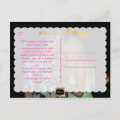 PixDezines日付/金ゴールドスクリプトスタイリッシュを保存フェイクする 案内ポストカード (裏面)