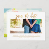 PixDezines日付/金ゴールドスクリプフェイクトを保存モダンする 案内ポストカード (正面/裏面)