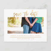 PixDezines日付/金ゴールドスクリプフェイクトを保存モダンする 案内ポストカード (正面)