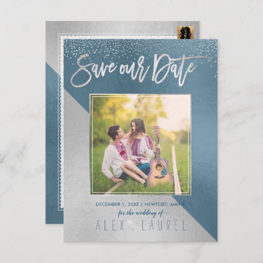 PixDezines日付/DIYカラーをモダン保存 案内ポストカード (正面/裏面)