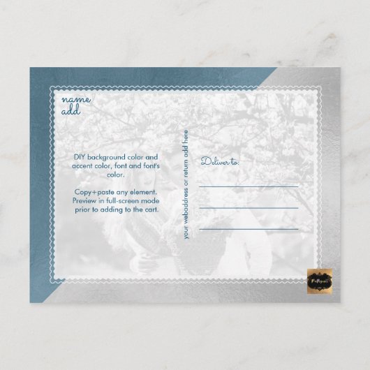 PixDezines日付/DIYカラーをモダン保存 案内ポストカード (裏面)