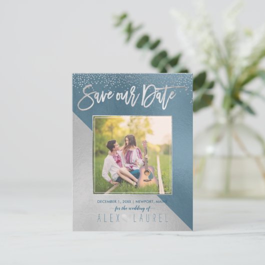 PixDezines日付/DIYカラーをモダン保存 案内ポストカード (スタンド正面)