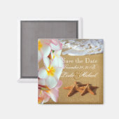 PixDezines日救付、ビーチ+プルメリア+スターフィッシュ マグネット (正面/裏面)