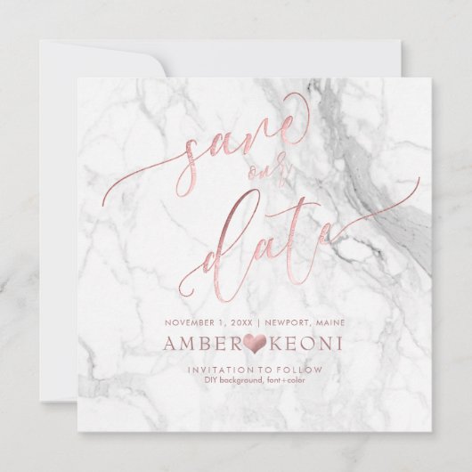 PixDezines日救付/フェイクバラ金ゴールド/白大理石 セーブザデート (正面)