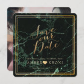 PixDezines日救付/緑の大理石/フェイク金ゴールド セーブザデート (正面/裏面)