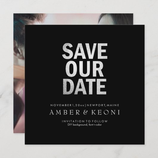 PixDezines日救付/銀フェイク/DIY背景 セーブザデート (正面/裏面)