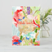 PixDezines春ウォーターカラーフラワーズバー（ユダヤ教の）バル・ミツバー 招待状 (スタンド正面)