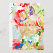 PixDezines春ウォーターカラーフラワーズバー（ユダヤ教の）バル・ミツバー 招待状 (正面/裏面)