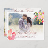 PixDezines春フローラ日付/バラ金ゴールドの保存 案内ポストカード (正面/裏面)