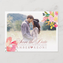 PixDezines春フローラ日付/バラ金ゴールドの保存 案内ポストカード