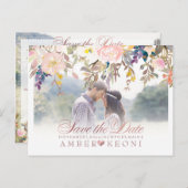 PixDezines春フローラ日付/バラ金ゴールドの保存 案内ポストカード (正面/裏面)