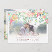 PixDezines春フローラ日付/バラ金ゴールドの保存 案内ポストカード (正面/裏面)