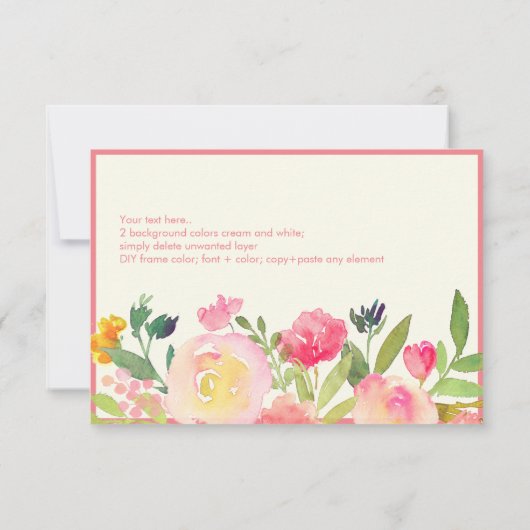 PixDezines春フローラWatercolorありがとうございました サンキューカード (裏面)