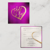 PixDezines暗い赤紫色鮮やか金ゴールド共有ザ・ラブ スクエア名刺 (正面/裏面)