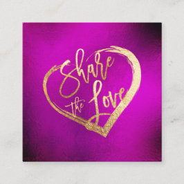 PixDezines暗い赤紫色鮮やか金ゴールド共有ザ・ラブ スクエア名刺