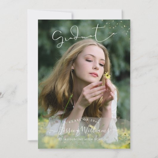 PixDezines書道モダンスクリプトの卒業 招待状 (裏面)