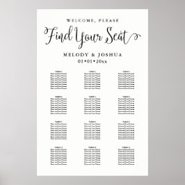 PixDezines書道モダンフォント、座席表 ポスター