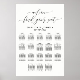 PixDezines書道モダンフォント、座席表 ポスター