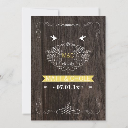 PixDezines木材パネル/スクロールフレーム/ハチドリ 招待状 (正面)