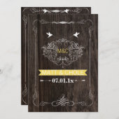 PixDezines木材パネル/スクロールフレーム/ハチドリ 招待状 (正面/裏面)