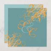 PixDezines柑橘の渦/日背景 招待状 (正面/裏面)