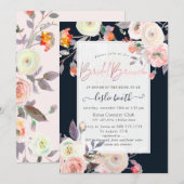 PixDezines桃+クリームバラブライダルブランチ 招待状 (正面/裏面)