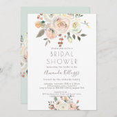 PixDezines桃+クリームブライダルシャワー水彩 招待状 (正面/裏面)