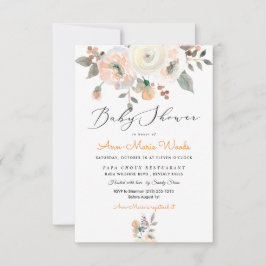 PixDezines桃+クリーム水色ベビーシャワー 招待状
