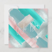 PixDezines水モダン色アクアティール(緑がかった色)赤面セージ 招待状 (裏面)