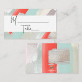 PixDezines水モダン色サンゴ座席表 プレイスカード (正面/裏面)