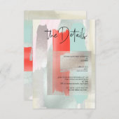 PixDezines水モダン色サンゴ詳細カード 出欠カード (正面/裏面)