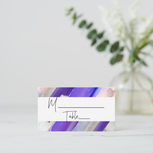 PixDezines水モダン色パープル座席表 プレイスカード (スタンド正面)