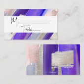 PixDezines水モダン色パープル座席表 プレイスカード (正面/裏面)