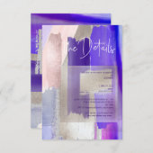 PixDezines水モダン色パープル詳細カード 出欠カード (正面/裏面)