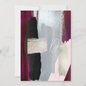 PixDezines水モダン色赤面ブルゴーニュ灰色 招待状 (裏面)