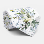 PixDezines水彩ほこりっぽいブルーガムの葉 ネクタイ (ロール)