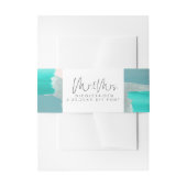 PixDezines水彩アクアセージMint Green Coral 招待状ベリーバンド (正面例)