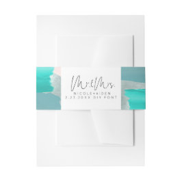 PixDezines水彩アクアセージMint Green Coral 招待状ベリーバンド