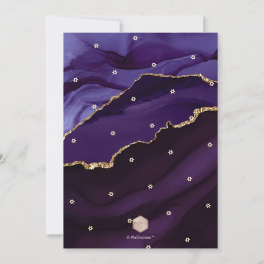 PixDezines水彩アゲートナス(ユダヤ教の)バル・ミツバー 招待状 (裏面)