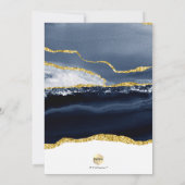 PixDezines水彩アゲート海軍ブルー金ゴールドバプテスマ 招待状 (裏面)