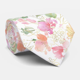 PixDezines水彩アユ赤面ピンクイエロー ネクタイ